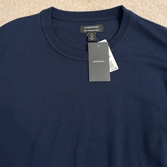 Nordstrom Blue Merino Wool Crewneck Sweater Size 3XL - Picture 4 of 5